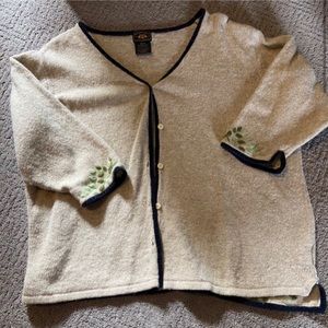 Cottagecore Embroidered Leaf Design Knit Cardigan